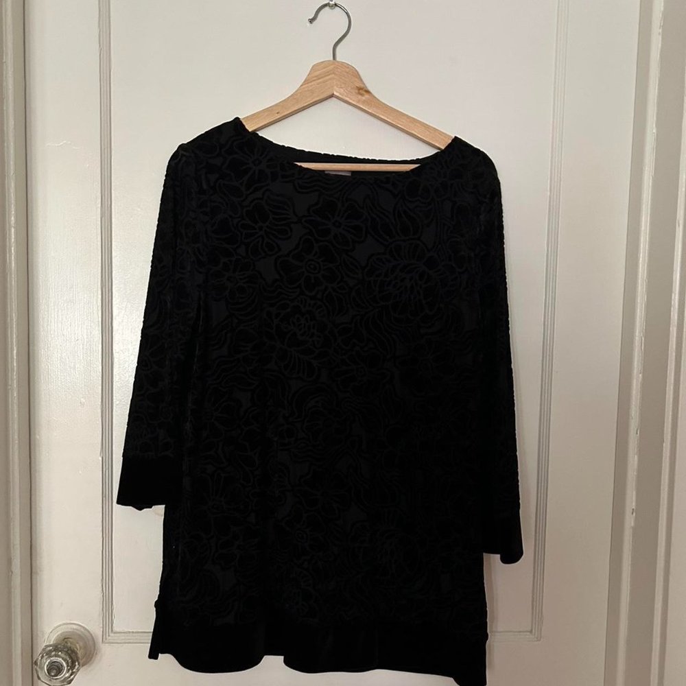 black velvet chicos tunic with velvet burnout detail